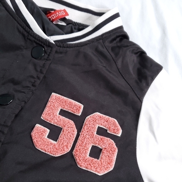 H&M Satin Bomber Varsity Jacket Black and White "56" Size 4 - Picture 4 of 14